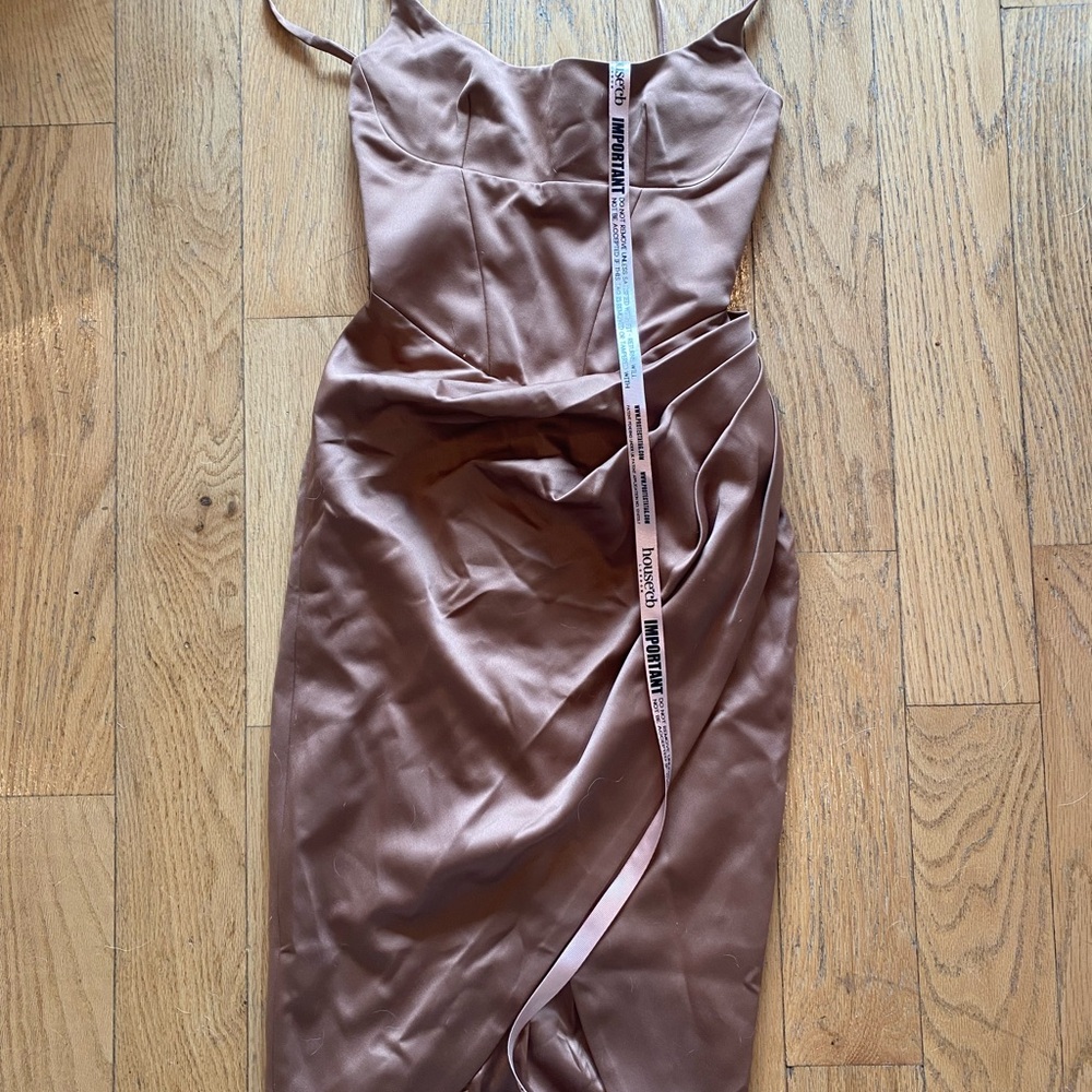 House of CB Elegant Brown Satin Dress